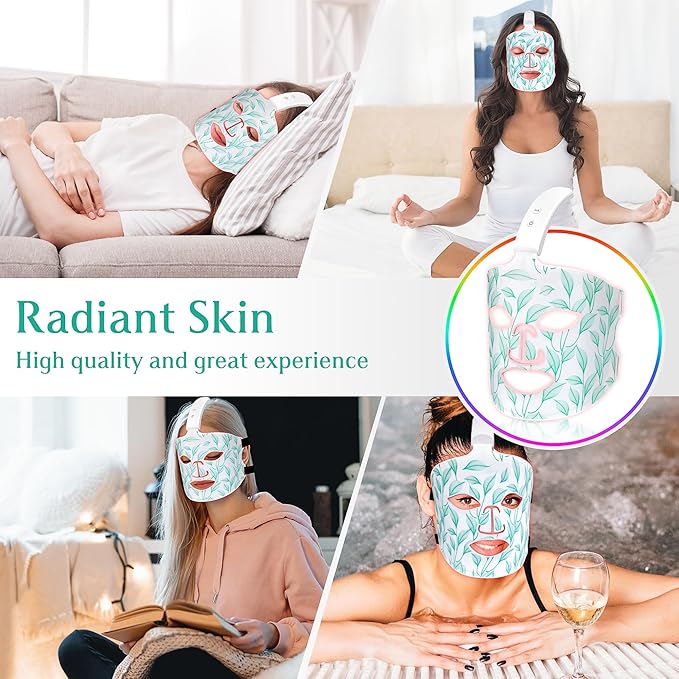 Red Light Therapy for Face, Led Contour Face Mask Light Therapy, 7+1 Color Near-infrared 850 Led Light Mask Portable and Rechargeable, Red Light Therapy At Home and Wireless Led Face Mask[BMask Pro]