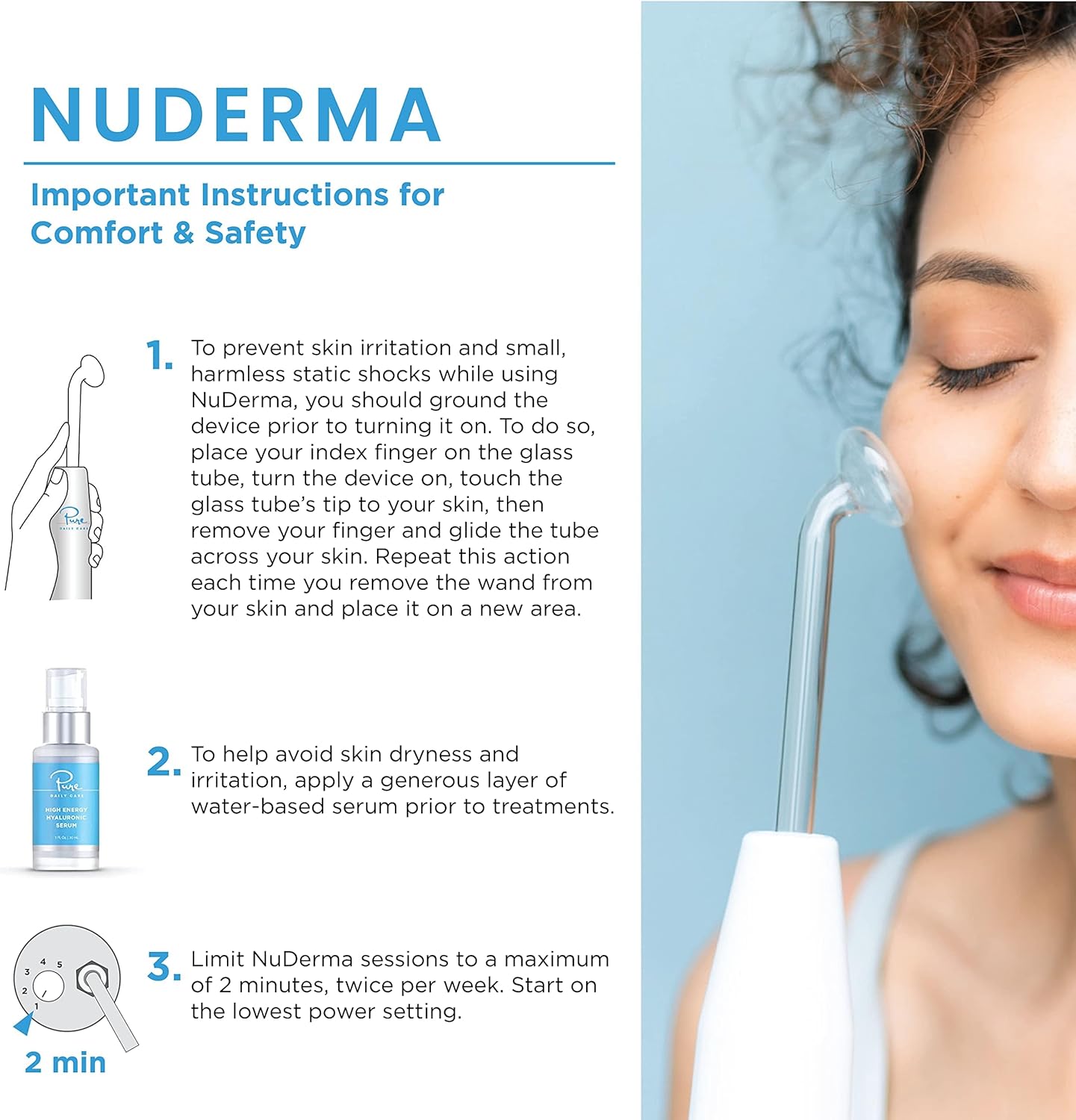 NuDerma Clinical Skin Therapy Wand - Portable Skin Therapy Machine w 6 Fusion Neon + Argon Wands – Anti Aging - Clarifying - Skin Tightening & Radiance - Wrinkle Reducing