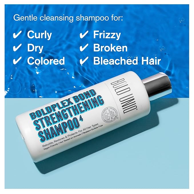 BoldPlex 4 Bond Strengthening Protein Shampoo for Dry Damaged hair - Hydrating Formula for Curly, Dry, Colored, Frizzy, Broken or Bleached Hair Types. Cruelty-free & Vegan