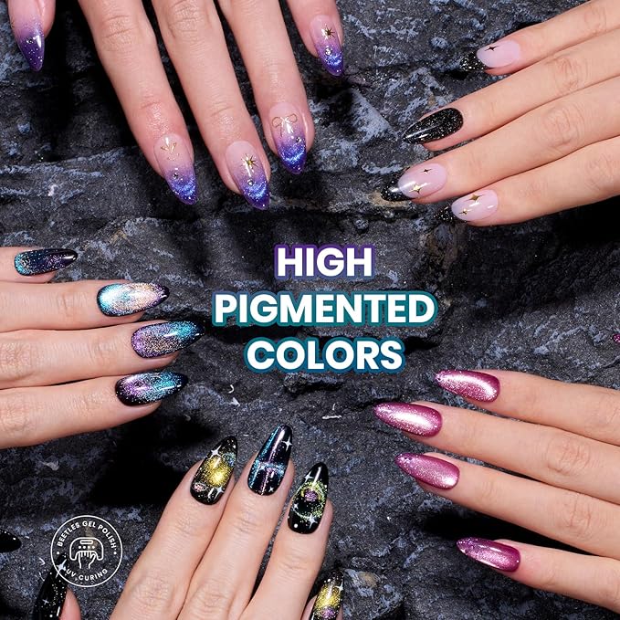 Beetles Chameleon Gel Nail Polish Set - 20 Color Stellar Mirage Cat Eye Temperature Changing Shifting Gel Polish Magnetic Jelly Nails Soak Off UV LED Nail Art Spring Gift for Women&Girls