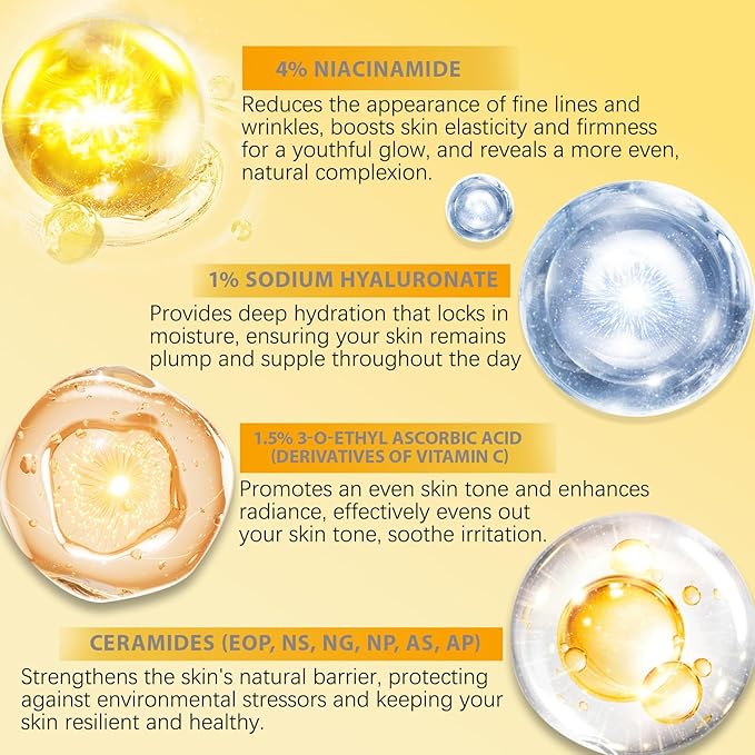 Pure 4% Niacinamide Serum for Acne Treatment for Face & Dark Spots | Brightening Face Serum with 1.5% Vitamin C | 1% Hyaluronic Acid | 1% Ceramide T5 | Made in China (4 fl.oz/120ml) Travel Pack Size