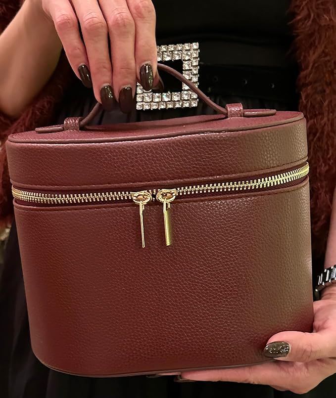 JAZD Vanity Case Makeup Bag with Removable Organizer Divider, Travel Toiletry Cosmetic Organizer for Women