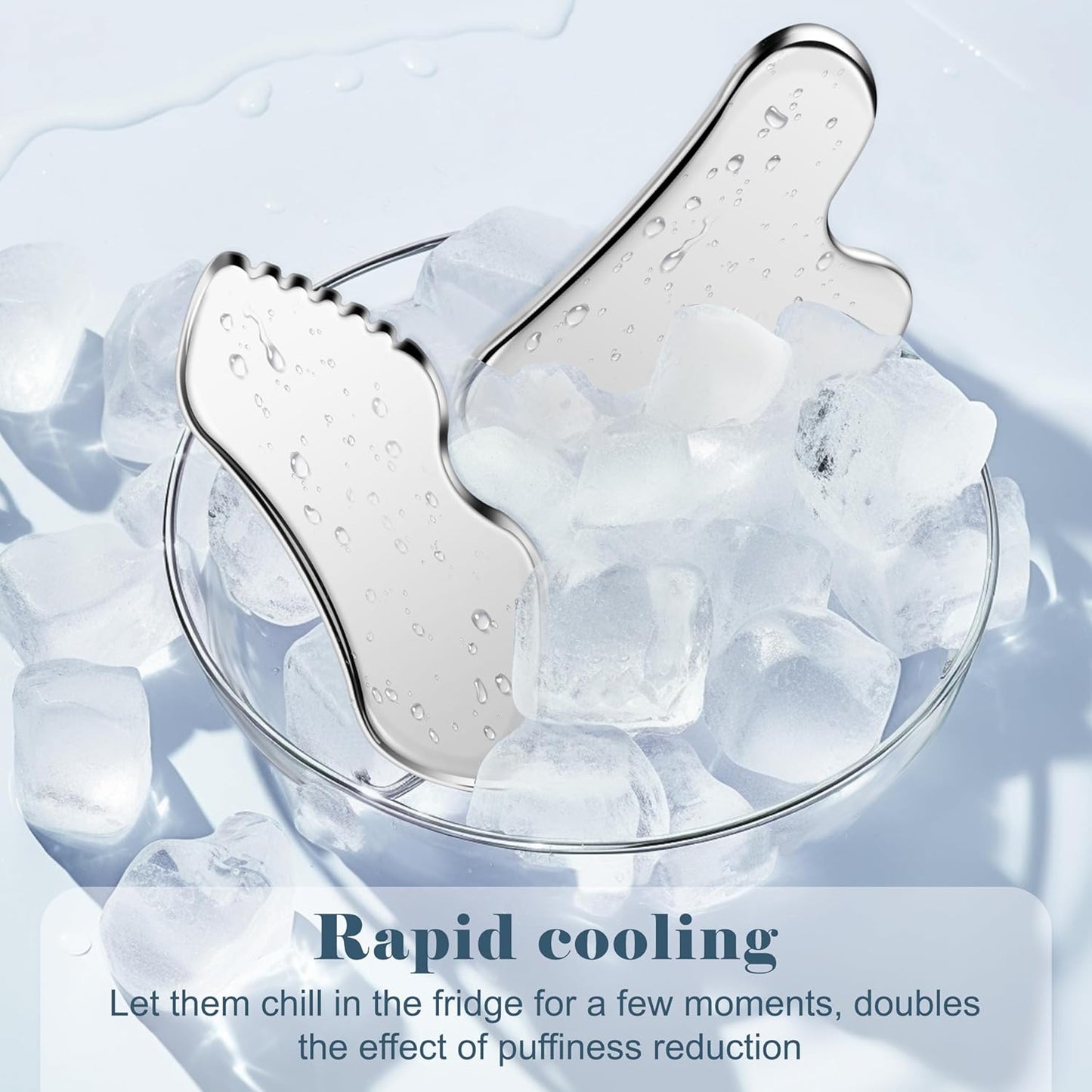 MoHern 2 Pcs Stainless Steel Gua Sha Tool, Gua Sha Facial Tools, Durable GuaSha Tool for Jawline Sculpting, Face Massager, Puffiness Reducing, Skin-Care Gift