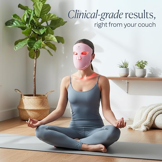 VogueNow LED Light Therapy Mask - FDA-Cleared Device for Wrinkles & Acne - Red Light Therapy for Face with Chin & Lip Coverage - Red, Blue & Near Infrared Facial Skincare Device with 280 LEDs