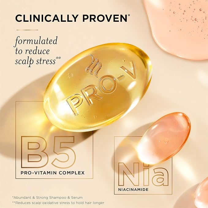 Pantene Abundant & Strong 3-Piece Regimen with B5 Complex + Niacinamide, Shampoo (13.5 oz), Conditioner (8 oz), Serum (2 oz) for Hair Loss, Thinning, Anti-Breakage, Volume - Grows Healthier