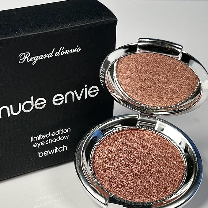 nude envie - Eye Shadow - Velvety Texture & Easy Application - Pigmented Long-Lasting Shimmer Finish - Blendable - Mirror Compact - Single Eye Shadow - Vegan, Paraben-Free & Cruelty-Free - Bewitch