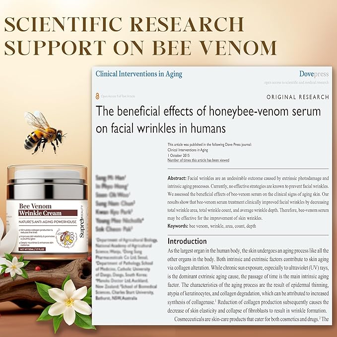 SupreH Bee Venom Cream Wrinkle Filler: Instant Face Lift Cream and Eye Tightener Cream with Hyaluronic acid Niacinamide for women and men 50