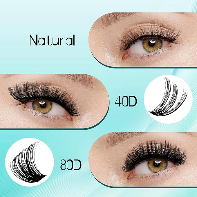 GEMERRY Thick Lash Clusters Kit Fluffy Lash Extension Kit Cluster Lashes 280Pcs D Curl Eyelash Extension Kit With Bond and Seal, Lash Tweezers, DIY Lash Extension(100P-8-16mm)