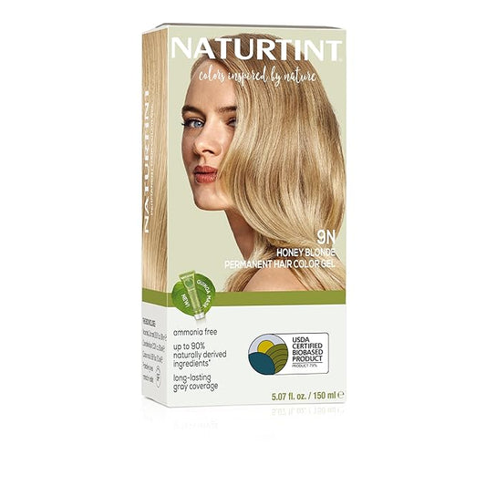 Naturtint 9N Honey Blonde Permanent Hair Color (Pack of 1), Ammonia Free, Vegan, Cruelty Free, up to 100% Gray Coverage, Long Lasting Results (Packaging may vary)