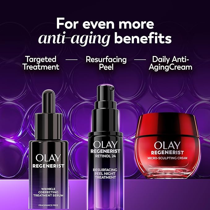 Olay Regenerist Resurfacing Retinol Serum, Renew, Anti-Wrinkle Serum for Women, Anti-Aging Skin Care, Advanced Night Repair, Fragrance-Free, Hexa-Repair Peptide & Pro-Retinol, 1.0oz