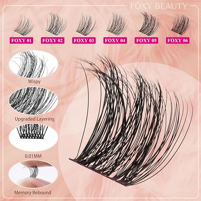 Diva Volunm Lash Clusters Kit Fluffy Eyelash Clusters 10-18mm thick DIY eyelash Extension Kit - Includes Bond & Seal, Remover, and Applicator for Salon-Quality Results.