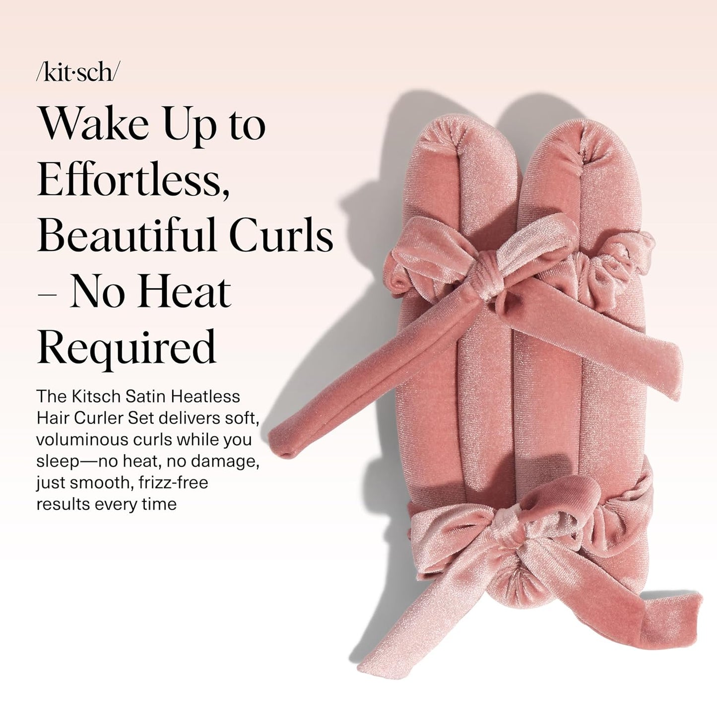 Kitsch Velvet Heatless Curling Set – Hair Curler to Sleep In for Heatless Curls Overnight - Heatless Hair Curler for Women – No Heat Damage Hair Styling Tool with 2 Velvet Scrunchies – Terracotta