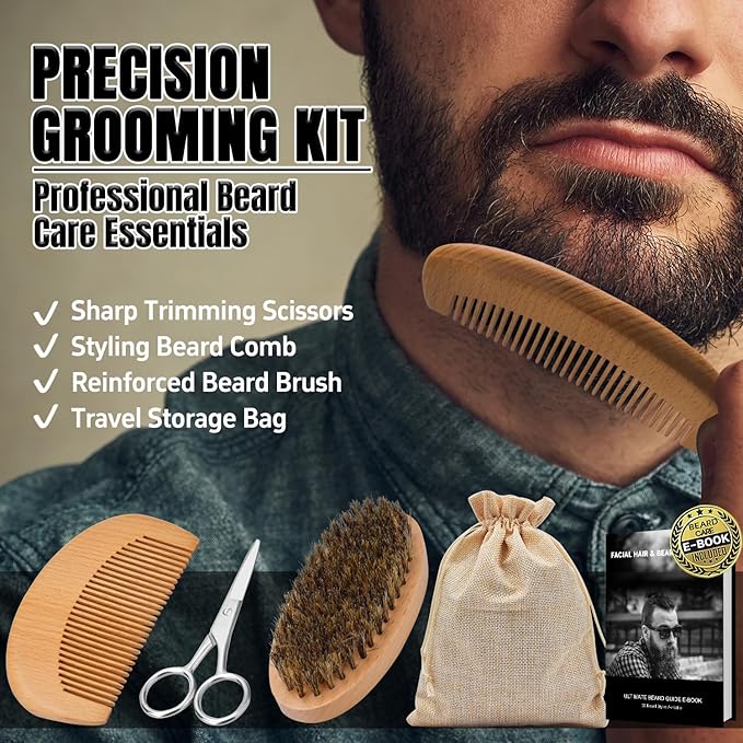 XIKEZAN Beard Kit for Men Care w/Beard Conditioner, Wash, Oil, Balm, Brush, Comb,Birthday Fathers Valentines Gifts for Men Him Dad Husband Boyfriend Christmas Gifts Mens Stocking Stuffers