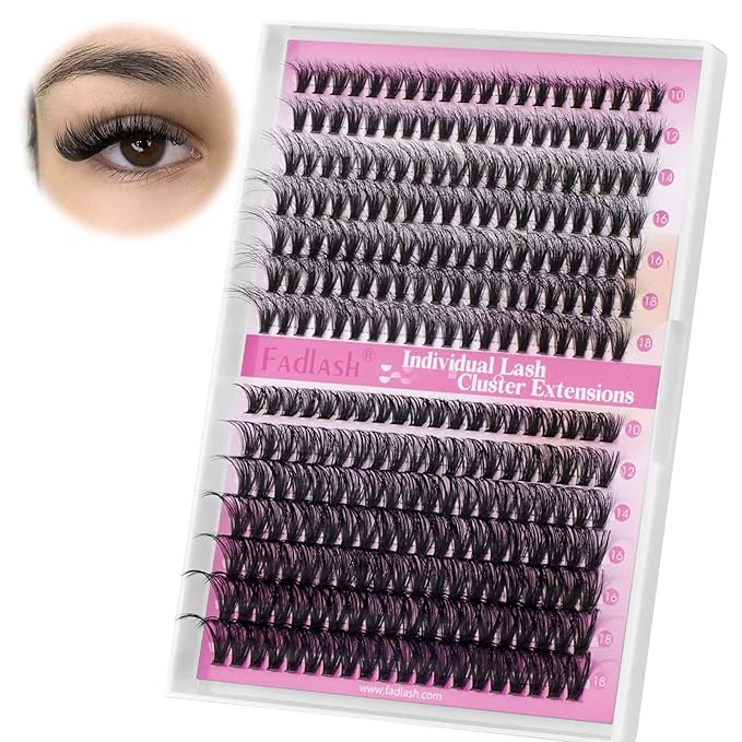 Lash Clusters Fluffy 40D+50D 10-18mm Mixed Tray 3D Effect Thick Eyelash Clusters D Curl Individual Lashes 280pcs Eyelash Extension Clusters Wispy Soft DIY Lash Extensions (40D+50D-0.07-D,10-18mm)