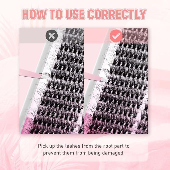 FADLASH Lash Clusters DIY Lash Extensions 100D Eyelash Clusters Cat Eye Cluster Lashes Fluffy Left Right Individual Lashes Cluster Eyelash Extensions Volume 3D Effect (100D-07D, 12-20mm)