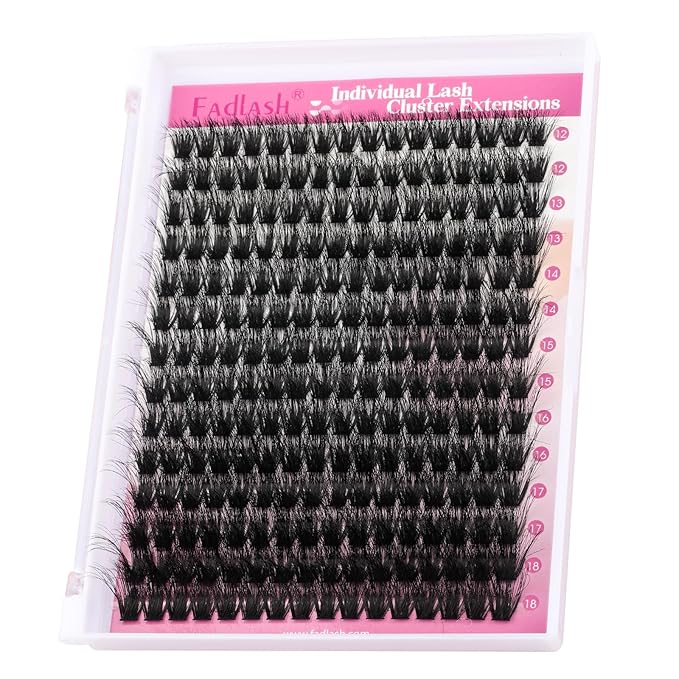 FADLASH Lash Clusters 100D Thick Eyelash Clusters Volume Cluster Eyelash Extensions 12-18mm Individual Lashes C Curl Lash Extension Clusters 3D Effect (100D-0.07-C,12-18mm)