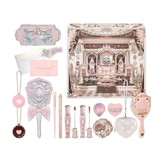 Flower Knows Feb-The Heartfelt Affair Kit,16 Pieces Makeup Gift Kit,Includes Make-up Palette,Lipgloss,Eyeshadow,Blush,Brow Pencil,Hand Mirror,Brush,Perfect Valentine,Make Up Gift for Women&Girls