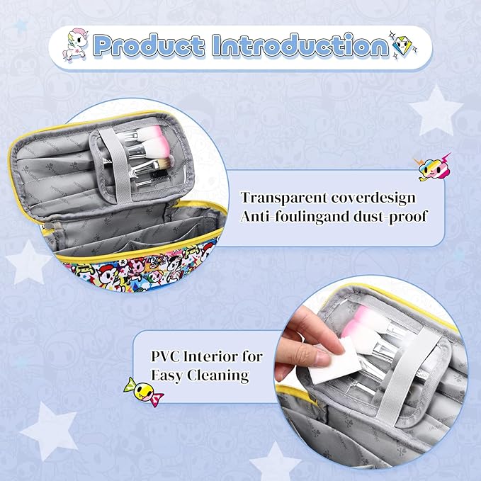 Tokidoki Official Licensed Travel Makeup Bags Toiletry Bags for Women Cosmetic Organizer Bag Large Capacity Travel Makeup Case Organizer