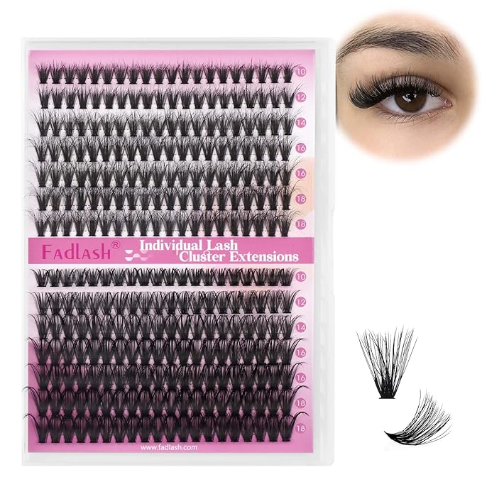 Lash Clusters Fluffy 40D+50D 10-18mm Mixed Tray 3D Effect Thick Eyelash Clusters D Curl Individual Lashes 280pcs Eyelash Extension Clusters Wispy Soft DIY Lash Extensions (40D+50D-0.07-D,10-18mm)
