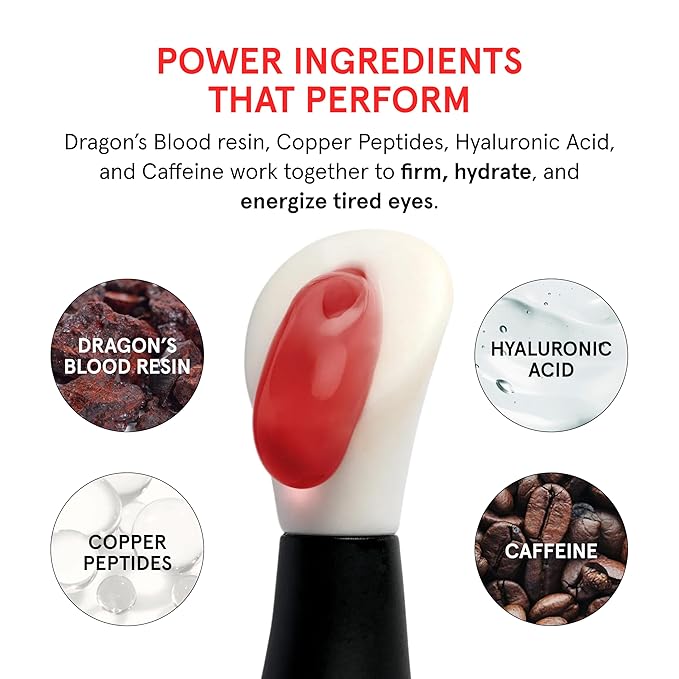 Lumin DragonRay Eye Gel, Under Eye Serum for Red Light Therapy, Peptides, Hyaluronic Acid & Caffeine Cream, Reduces Dark Circles & Puffiness, Compatible w Luminator Eye Mask, Vegan, 0.51oz (15ml)