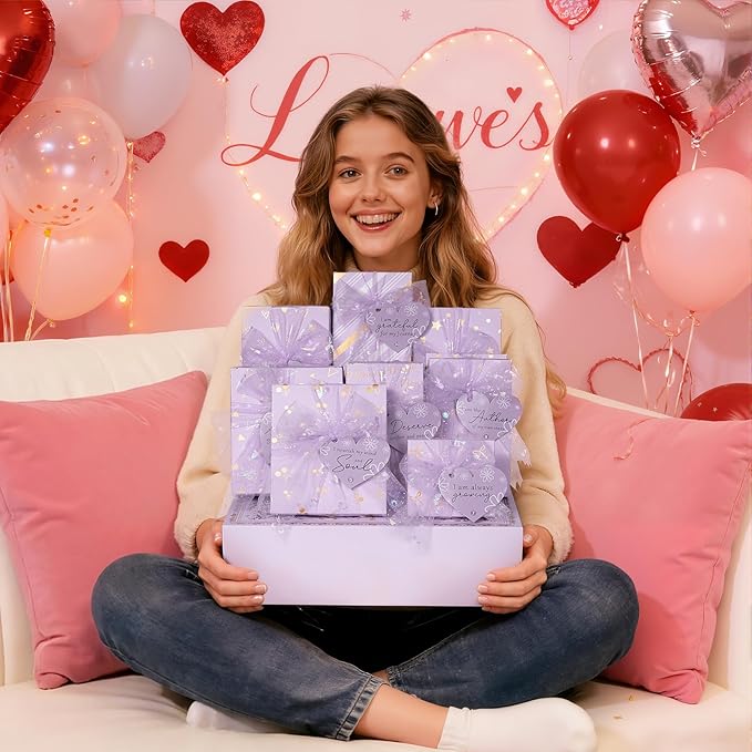 Teen Girl Gifts Trendy Stuff, 10 Positive Affirmation Cards & Empowering Challenges to Unlock 10 Wrapped Makeup Gift Set Motivational Birthday Easter Egg Stuffers Gift Basket for Tween & Teenage Girls