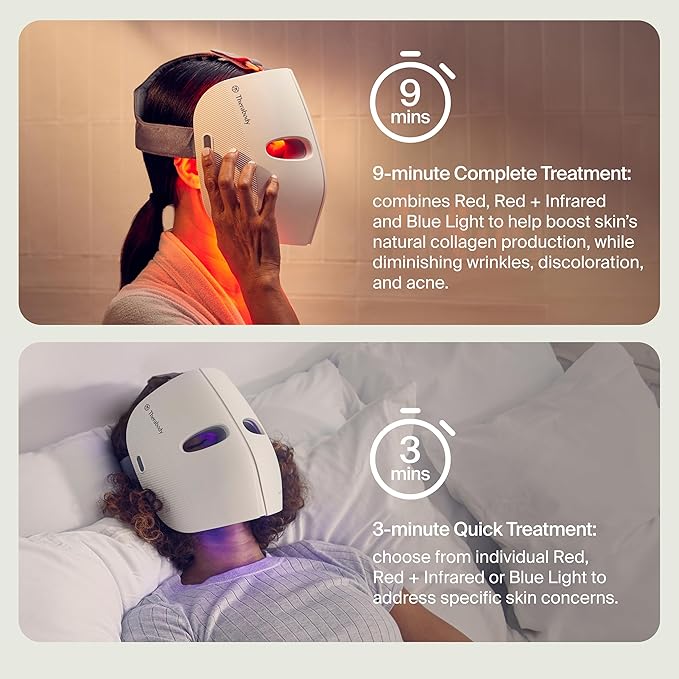 TheraFace Mask by Therabody - LED Light Therapy Skincare Face Mask with Vibrating Massage - Blue & Red Light Therapy and Facial Massager for Wrinkles, Skin Tightening & Dark Spots - FSA Eligible