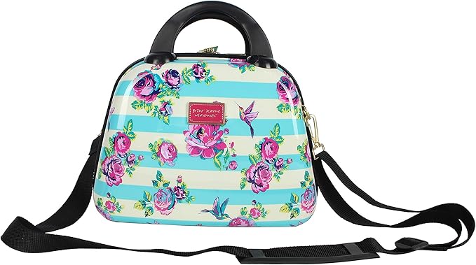 Betsey Johnson Hardside Cosmetic Case - Lightweight Small Size Hardshell Travel Hand Makeup Bag - Adjustable Shoulder Strap - Bag for Women and Girls - Multi-Functional Case