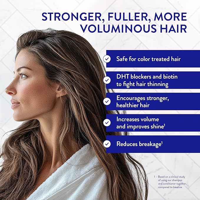 Routine Wellness Anti-Thinning Shampoo for Thinning Hair - Biotin DHT Blocker Women & Men - Color Safe Shampoo for Hair Loss & Healthy Growth (Sage & Bergamot)