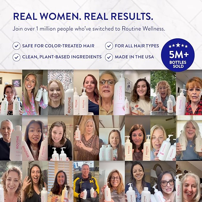 Routine Wellness Anti-Thinning Volumizing Shampoo for Thinning Hair & Hair Loss - Grow Your Confidence with Biotin & DHT Blockers - 14 oz Shampoo - Orange Blossom & Sandalwood