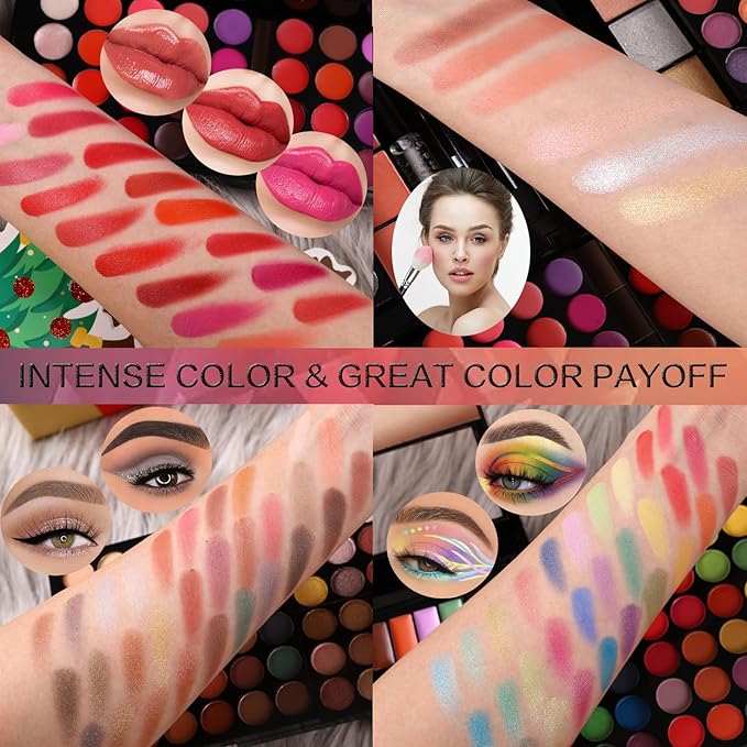 Professional All in One Makeup Kit for Women Full Kit,186 Colors Make Up Palette Valentine Gift Set, Including Eyeshadow,Lip Gloss,Concealer,Highlighter,Contour,Brow Powder,Mascara,Blush & Brush