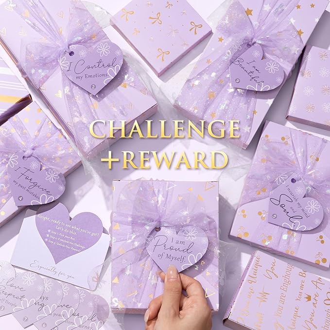 Teen Girl Gifts Trendy Stuff, 10 Positive Affirmation Cards & Empowering Challenges to Unlock 10 Wrapped Makeup Gift Set Motivational Birthday Easter Egg Stuffers Gift Basket for Tween & Teenage Girls