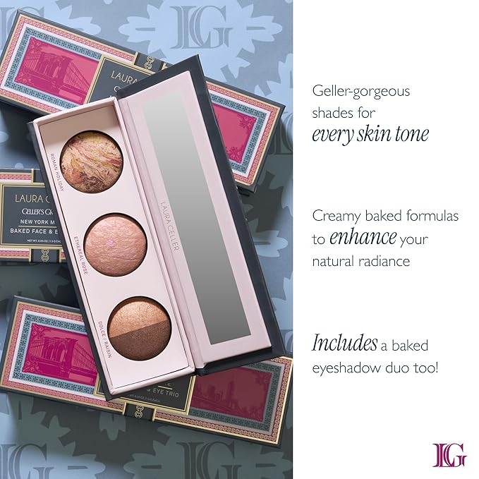 LAURA GELLER NEW YORK Geller's Greatest New York Minute Face & Eye Palette - Includes Blush, Bronzer and Eyeshadow Duo - Travel-Friendly Makeup Compact for Mature Skin