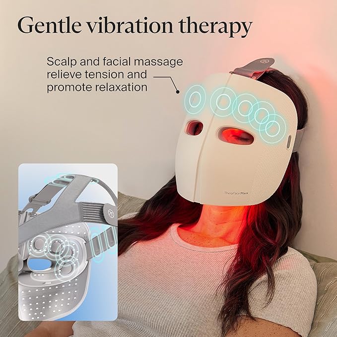 TheraFace Mask by Therabody - LED Light Therapy Skincare Face Mask with Vibrating Massage - Blue & Red Light Therapy and Facial Massager for Wrinkles, Skin Tightening & Dark Spots - FSA Eligible