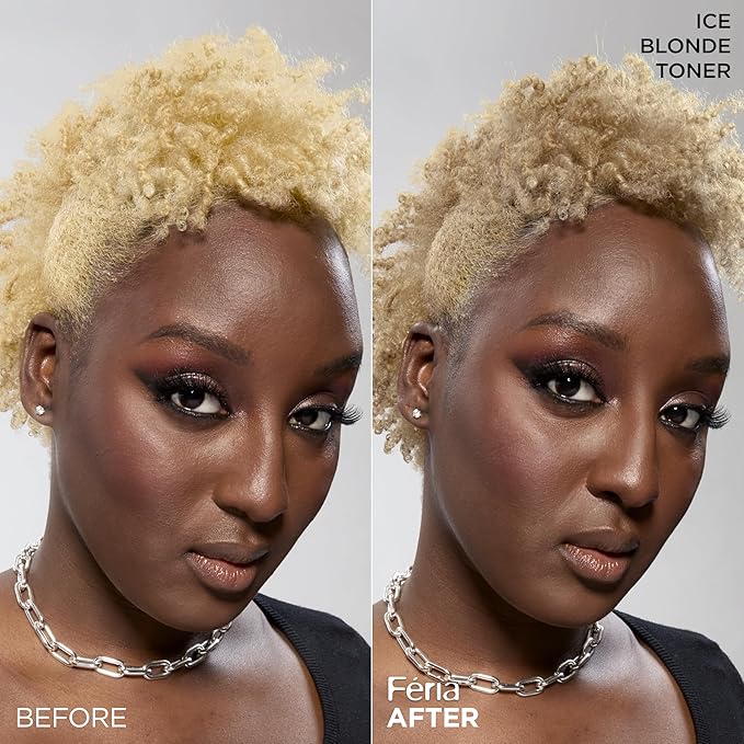 L'Oreal Paris Feria Long-Lasting Anti Brass Power Hair Toner, Ammonia Free Demi Permanent Hair Color, Ice Blonde Hair Toner, 1 Application