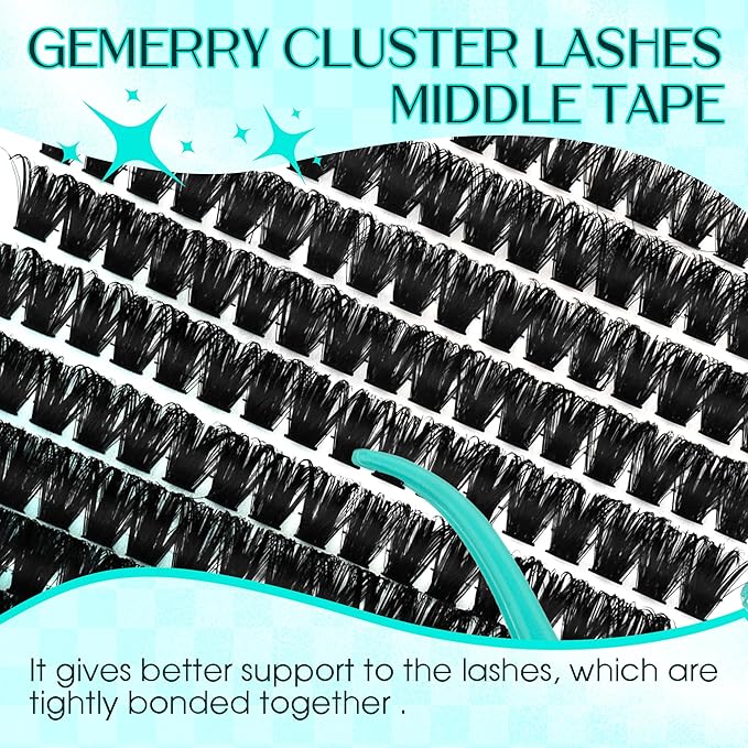 Lash Clusters GEMERRY 280pcs Clusters Lashes D Curl Soft&Natural Individual Lashes Cluster Eyelash Clusters DIY Lash Extensions at Home（30P-10-18mm)