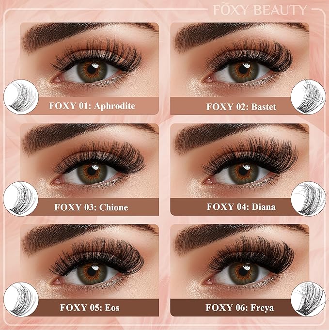 Foxy Beauty Volume Lash Clusters - 10-18mm DIY Fluffy Natural Eyelash Extension with 360Pcs D Curl Soft Faux Mink Lashes for Salon-Quality Look