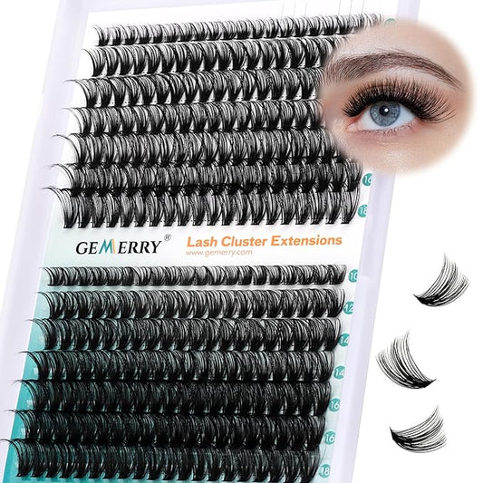 Lash Clusters GEMERRY 280pcs Clusters Lashes D Curl Soft&Natural Individual Lashes Cluster Eyelash Clusters DIY Lash Extensions at Home（40P+50P-18mm)