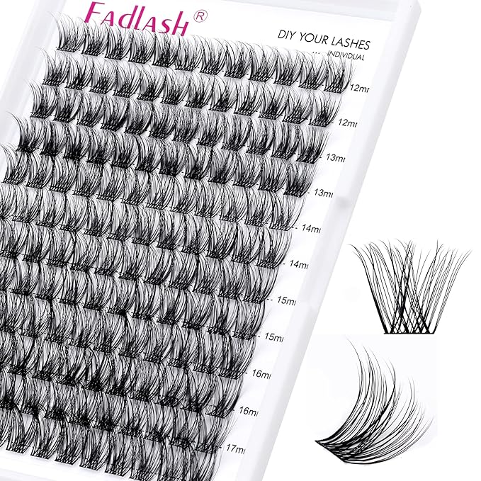 Individual Lashes 144pcs D Curl Lash Clusters Mixed Length Individual Lash Extensions Cluster Lashes DIY Lash Extension Supplies Eyelash Clusters (F5-0.07D, 12-18mm)