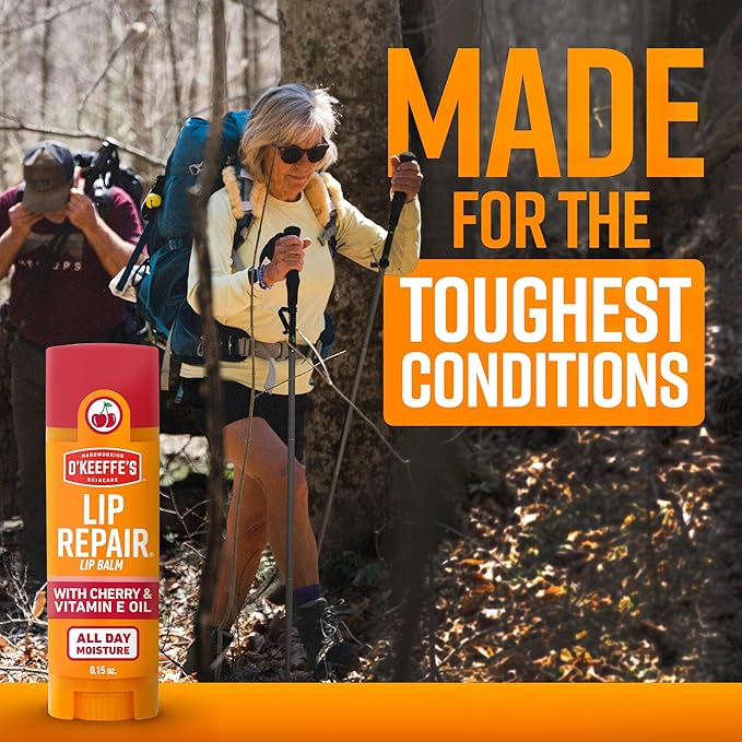 O'Keeffe's Lip Repair Lip Balm with Cherry & Vitamin E Oil - Stick (Twin Pack) - Moisturizer for Extremely Cracked, Dry Lips