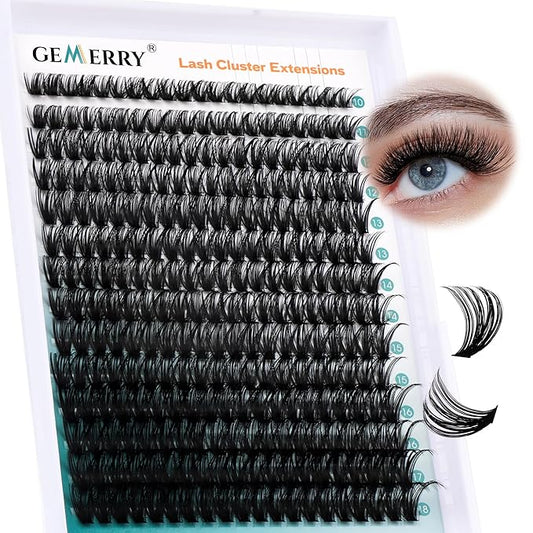 Lash Clusters Fluffy Cluster Lashes Extensions Thick 280pcs D Curl Eyelash Clusters DIY At Home Individual Lashes Extension by GEMERRY（60P-10-18mm)