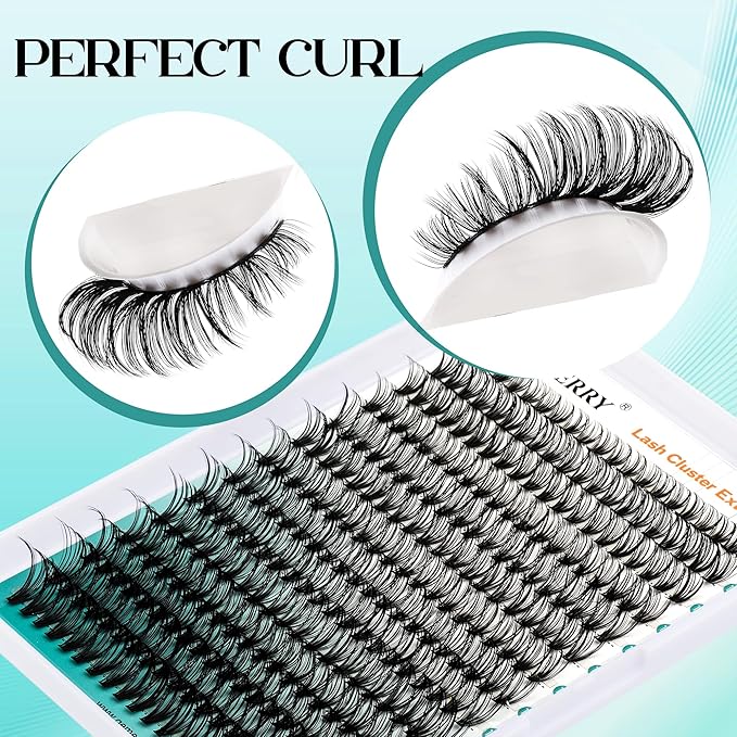 GEMERRY Lash Extension Kit DIY 280pcs Lash Clusters Kit Eyelash Extension Kit D Curl Individual Lashes Kit with Lash Bond and Seal Lash Tweezers for Self Use（30P-10-18mm)