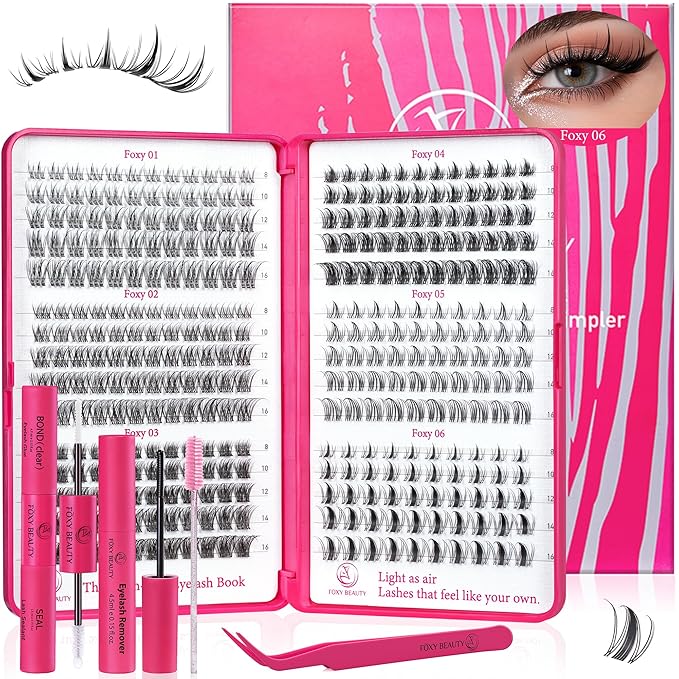 432Pcs Lash Clusters Kit - Wispy Natural & Manga Spiky Lash Cluster Invisible band 8-16mm Eyelash Clusters Kit D Curl Lash Extension Kit WideSpan with Bond and Seal DIY at Home for Starter