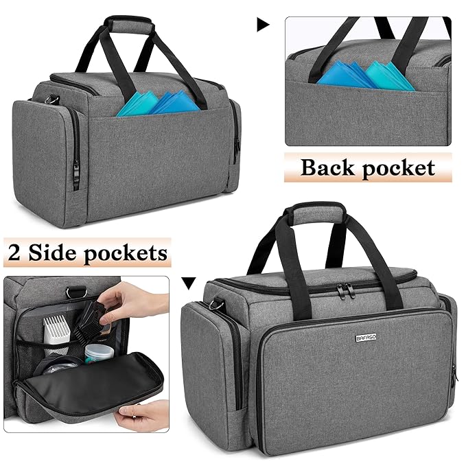 BAFASO Large Capacity Hairdresser Bag with Adjustable Dividers, Travel Barber Case Holds Various Hair Cutting Tools (NO ACCESSORIES), Gray