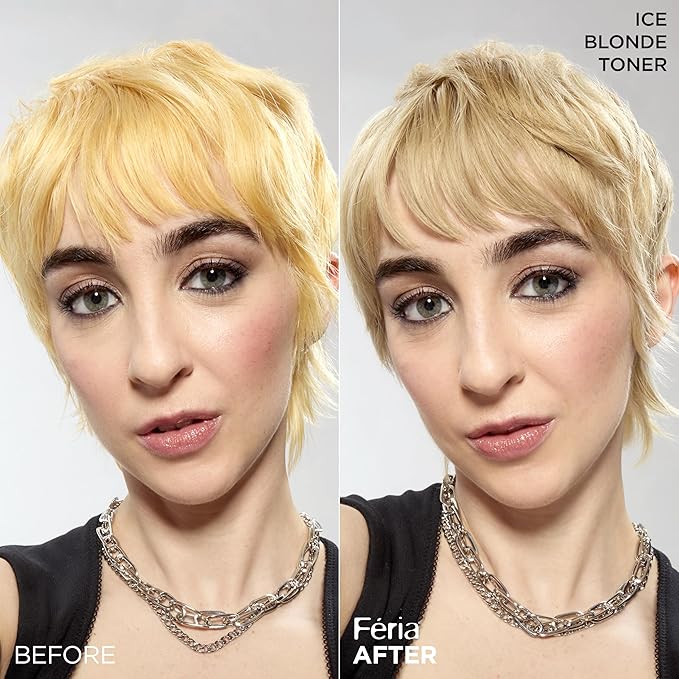 L'Oreal Paris Feria Long-Lasting Anti Brass Power Hair Toner, Ammonia Free Demi Permanent Hair Color, Ice Blonde Hair Toner, 1 Application